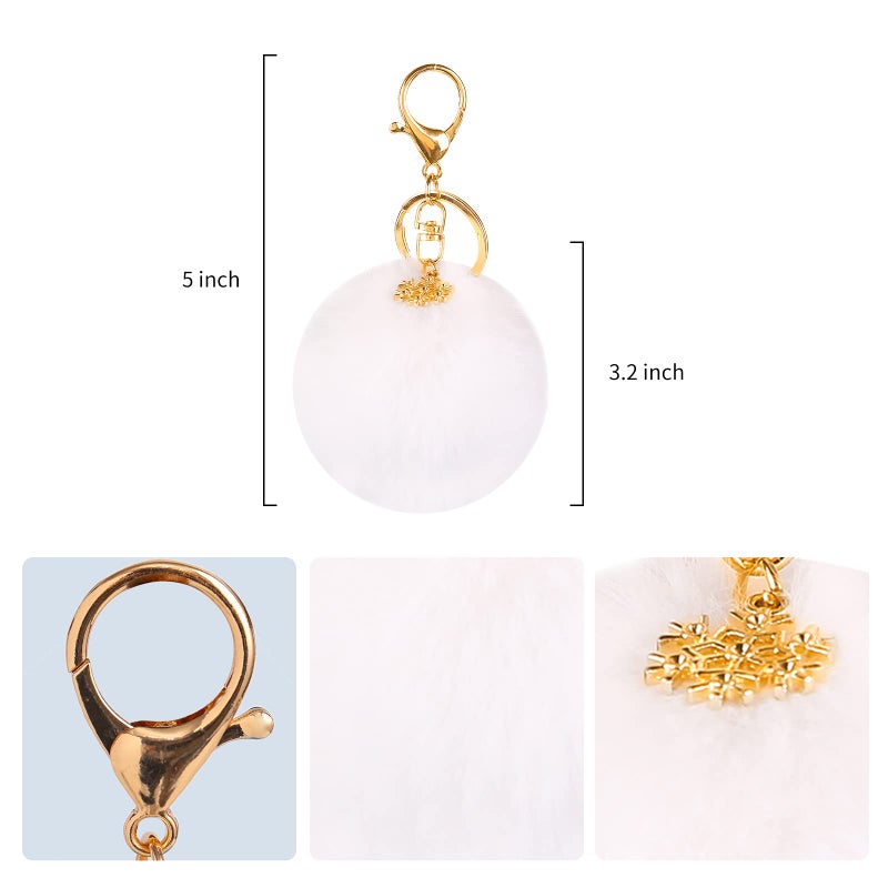 Kinglighten Pom Pom Keychain Artificial Fur Ball Keychain Fluffy Accessories Car Bag Charm (white) - Image 2